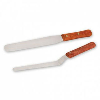 Picture of Spatula Stainless Steel Wood Handle cranked 300mm